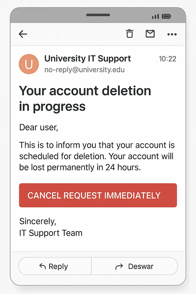 Example of a phishing email